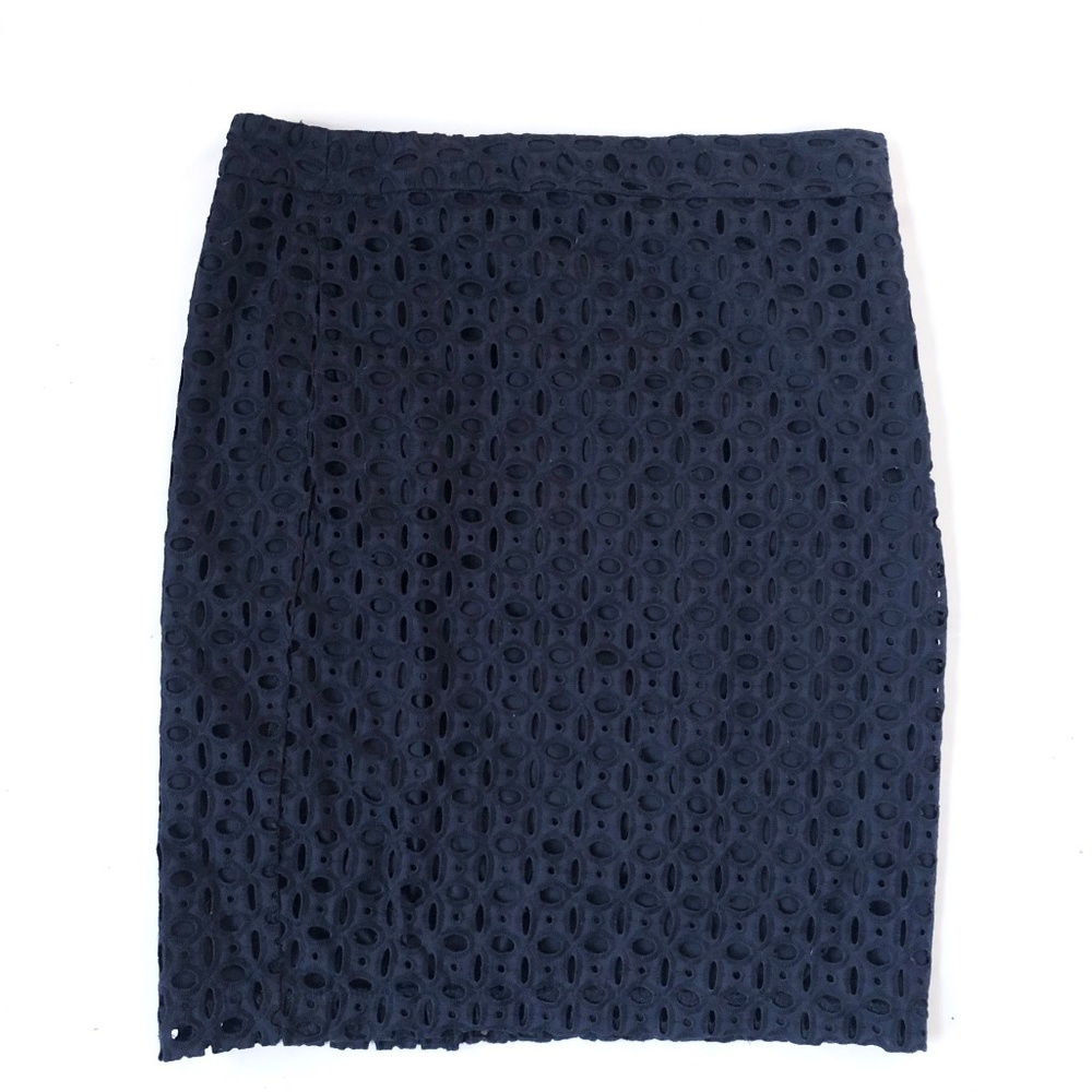 Kenar Navy Eyelet Pencil Skirt
